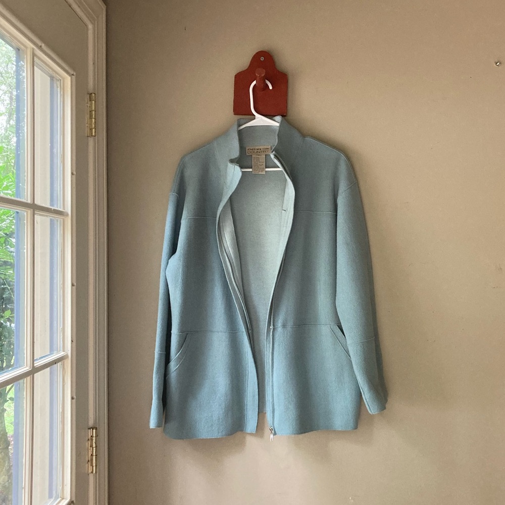 FINAL PRICE Jones New York Country Blue Wool Zip Jacket M
